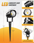 6W 700LM Low Voltage Landscape Lighting, 12V AC/DC 3000K Warm White LED Low Voltage Landscape Lights, IP65 Waterproof Outdoor Spotlights with Connectors for Garden Tree Yard 10Pack W01SLP1006 - Image 3