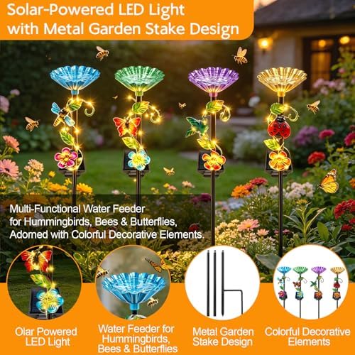 VOOKRY Solar Garden Decor Lights Outdoor & bee/Bird/Butterfly Water Station - Image 5