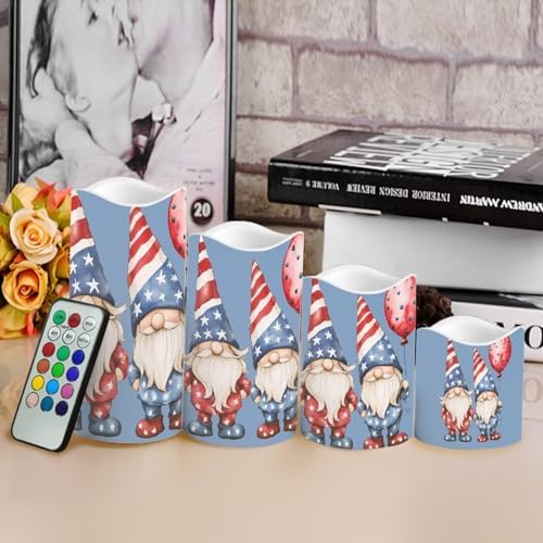 Dwarf Flameless Candles LED Pillar Candles Battery Operated Candles with Remote and Timers Color Changing Electric Fake Plastic Candles Patriotic Decoration Set of 4 - Image 4