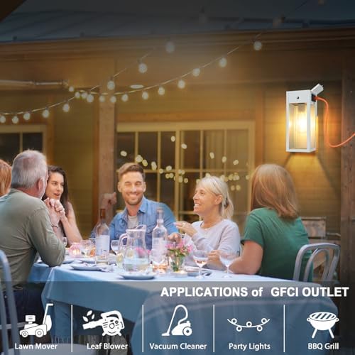 White Porch Lights with Outlet, Dusk to Dawn Outdoor Light, 2Pack - Image 3