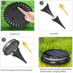 Solar Ground Lights LED Warm White 17 Beads IP68 Outdoor Landscape Disk Light for Pathway Yard Deck Patio Walkway (8 PCS) - Image 2