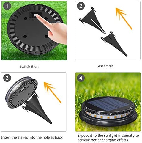 Solar Ground Lights LED Warm White 17 Beads IP68 Outdoor Landscape Disk Light for Pathway Yard Deck Patio Walkway (8 PCS) - Image 2