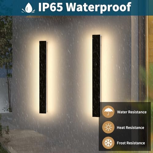 2 Pack Long Outdoor Wall Sconce, 47.2inch Modern Exterior Light Fixture, IP65 Waterproof, 3000K-6000K Dimmable, Strip Wall Mount Lighting for Patio, Garden, Garage with Remote Control - Image 5