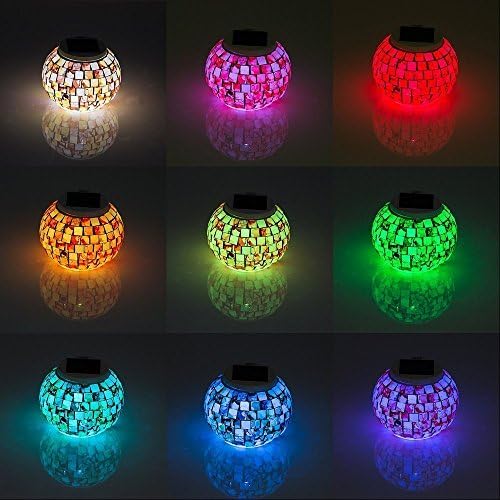 Waterproof Color Changing Table Lamp, Solar Powered Mosaic Glass Ball LED Garden Lawn Night Light Lamps, Party Lights for Home,Yard, Indoor,Outdoor Decoration Lights (Granite) - Image 5