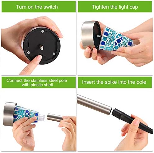 Solar Lights Outdoor Decorative, Solar Garden Lights Stakes, Flower Bed Decorations Mosaic, Decor for Path, Waterproof, 6 Pack - Image 7