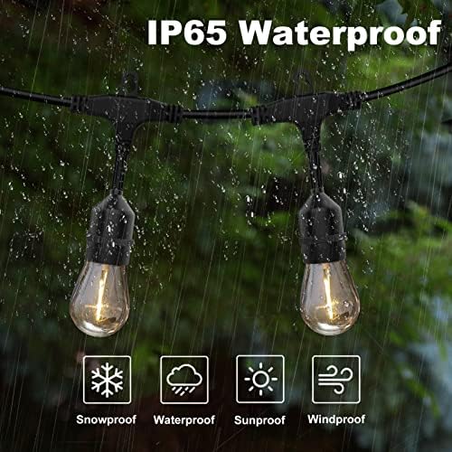 Achin Outdoor String Lights 150 Feet LED Waterproof Patio Lights with 50 Shatterproof Dimmable Warm Edison Bulbs String Lights for Outdoor Gazebo Bistro Wedding Birthday Party Lights, Connectable - Image 3