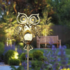 Owl Solar Garden Lights Outdoor, 40.55" Tall Iron Metal Yard Art, Weatherproof Pathway Stakes for Patio Lawn, Unique Owl Statue with Warm LED for Fence Plant Pot Decoration - Image 5