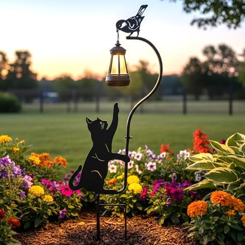 Black Cat Stake Garden Solar Lights Decorative, Woman Gifts For Birthday, Lawn Ornament Lights Solar Powered Stakes Outdoor Waterproof Garden Statue, Mothers Day Gifts Front Porch Patio Outdoor Decor - Image 2