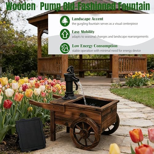 NestNature Solar Water Fountain|Wooden Fountain-Adds Rustic Farmhouse Charm - Image 4