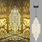 Twinkya Hanging Solar Lights Outdoor Garden Decorative Solar Lantern Waterproof Metal Moroccan Outdoor Decorations for Patio Pathway Yard Porch Backyard Garden Decor (White, 1 Pack) by twinkya