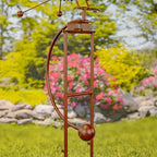 Zaer Ltd. Large Flapping Owl Garden Stake, Metal Wind Kinetic Sculpture, Rusty Color Yard Art Decoration, 58H x 35.5L x 21W inches - Image 4