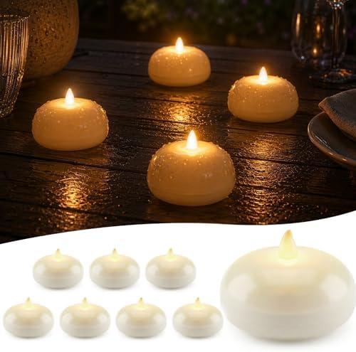 VIODAIM Solar Candles Outdoor Waterproof, Flameless LED, 3 x 2.5 in, 8 Pack by VIODAIM