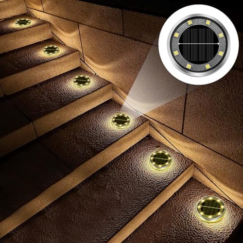 Jouierty Solar Ground Lights Outdoor, 8 Pack Solar Powered Disc Lights, Waterproof Landscape Lighting for Pathway Garden Yard Lawn Walkway - Image 3