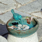 Ceramic Solar Fountain Bird Bath with Battery Backup,Solar Garden Fountain - Image 2