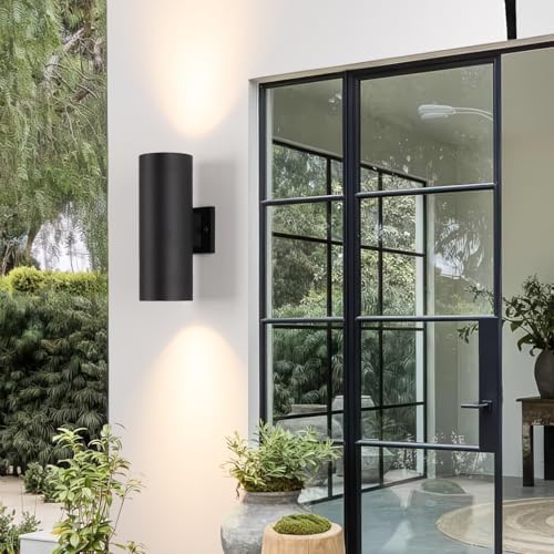 mirrea 14" Modern Outdoor Porch Light in 2 Lights, Matte Black, 6 Pack - Image 4