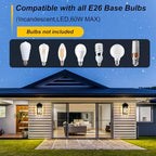 OKELI Dusk to Dawn Outdoor Wall Lights, Exterior Waterproof Lantern, Front Porch Sconce Lighting with Water Ripple Glass Shade, Anti-Rust Wall Lamps Outside Lights for Garage (Black-SIZE-S-2pack) - Image 5