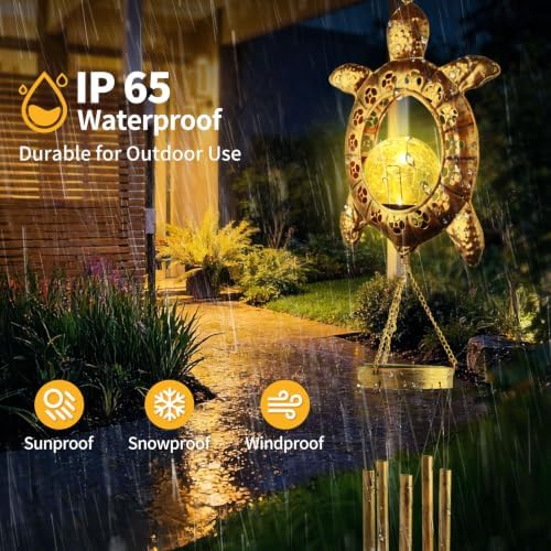 Solar Turtle Wind Chimes, Tortoise Wind Chimes Lights, Gifts for Women - Image 5