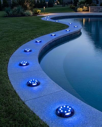 Biling Solar Ground Lights Uplight Sidelight Waterproof 12 Pack Blue - Image 2