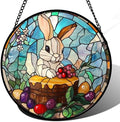 CHATYOUNG Stained Glass Window Hanging Color Berry Rabbit 9.8" - Animal Suncatcher Door Garden Home Decor and Christmas Mother's Day Birthday Gift Grandma Mom Women Men Animals Lover by CHATYOUNG