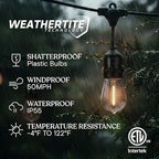 Brightech Ambience Pro 105Ft LED String Lights - 2W Commercial Grade Patio Lighting Outdoor Waterproof - Heavy Duty Dimmable Vintage Edison Porch Lights for Outside, Backyard - 34 Bulbs, Soft White - Image 2