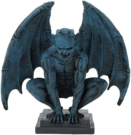 Zerodis Gargoyle Statue, Resin Gothic Sculpture Ornament Halloween Outdoor Decor Resin Medieval Sitting Gargoyle Statue Feng Shui Decor for Patio Yard Lawn Decorations by Zerodis