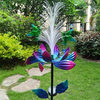 Solar Hummingbird Wind Spinners, Solar Firework Lights Garden Décor, Metal Lotus Flower Windmill Colour Changing Optical Fiber Lights Yard Decoration, Outdoor Wind Sculpture for Lawn Patio,Balcony - Image 2