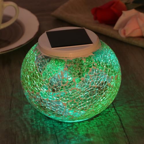 Solar Glass Ball Table Lamp, Color Changing Waterproof Outdoor Light - Image 6