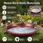 Bird Bath Bowl, Metal Rolled Edge Cutout Bird Bath for Outdoor - Image 4