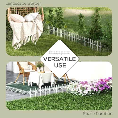 Outsunny 5 Pack Metal Decorative Garden Fence, 9.2' x 17.25", White - Image 6