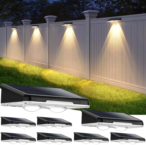 Brightever Solar Fence Lights Black 8-Pack, 3 Modes (3000K/5000K/6500K) by Brightever