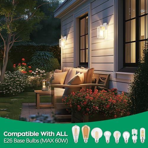 WIHTU Outdoor Front Porch Light Wall Mount, Exterior Lighting Fixture 1Pack - Image 2