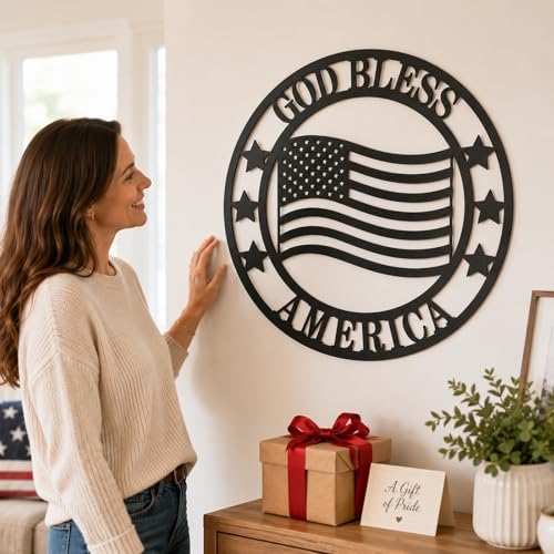 Custom Patriotic Metal Wall Sign Personalized Family Name Last Name Metal Sign American Flag Decor God Bless Personalized Signs Patriotic Home Gift - Image 4