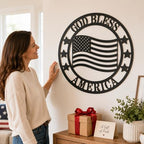 Custom Patriotic Metal Wall Sign Personalized Family Name Last Name Metal Sign American Flag Decor God Bless Personalized Signs Patriotic Home Gift - Image 4