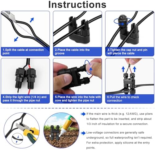 Low Voltage Wire Connectors 30 Pack, Fastlock2 Landscape Lighting Connectors, Waterproof Tool-Free Quick Connect Electrical Wire Connectors for 12–18 Gauge Cable, Outdoor Garden Pathway & Yard Lights - Image 6
