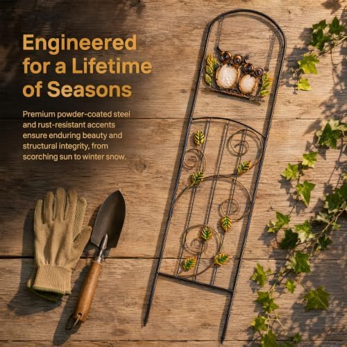 Solar Owl Garden Trellis Metal Climbing Plant Stake - Image 4