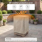 COSIEST Outdoor Propane Fire Pit Table w Faux Brown Compact Ledge Stone 20" Square Base and Faux Rose-Marble Round Bowl, Certified, 40,000 BTU, Free Lava Rocks, Fits 20lb Tank Inside, Raincover - Image 5