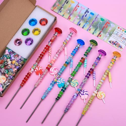 VICTLOV Crystal Suncatcher Making Kit, European Large Hole Beads Glass Balls for Garden Decoration, DIY Outdoor Hanging Ornaments (176Pcs Diamond+Lollipop) - Image 2