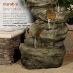 Alpine Corporation 48" Tall Multi-Tier Rock Waterfall Fountain with Cool White LED Lights, Outdoor Water Feature for Backyard, Patio & Garden Decor, Gray - Image 6
