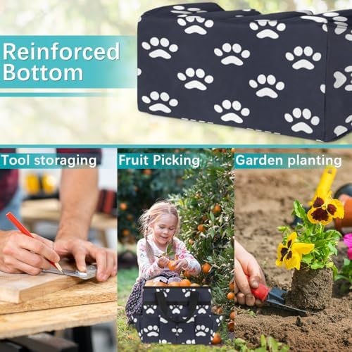 Dog Bones Paw Garden Tool Bag Organizer Heavy Duty Dog Paws Gardening Tote Bag with 10 Pockets for Women Men Gardening Gifts - Image 7