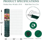 Green PVC Coated Welded Wire Fence 48" x 50' Roll, 2"x3" Mesh, 16 Gauge - Image 3