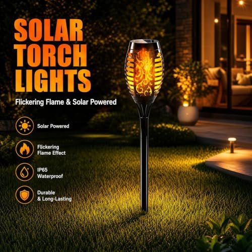 Solar Flame Lights Outdoor Waterproof 16 Pack Flickering Torches - Image 2