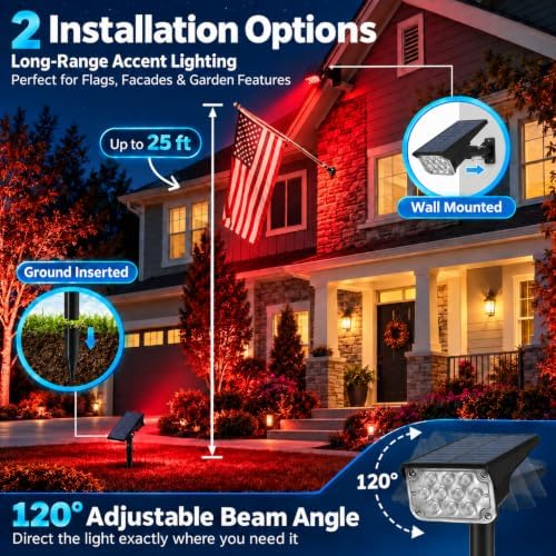 T-SUNUS Red Solar Lights for Outside 4 Pack IP65 Waterproof Dusk-to-Dawn - Image 5