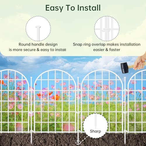 32.5ft(L) x 22in(H) Panels Garden Fence, 30 Panels Arched No Dig Fence, Decorative Animal Barrier Fencing with Ground Stake, Rustproof Metal Garden Edging Border for Dog, Outdoor Patio Decor, White - Image 5