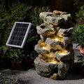 5 Tiered Solar Water Fountain Outdoor Garden with LED Lights by Pivotify