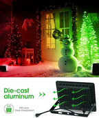 L LOHAS LED Green Christmas Flood Light Outdoor 50W Dusk to Dawn 2 Pack - Image 3