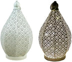 Moroccan Style Vintage Lantern Metal Decorative Table Lamp 9.84" Tall Moroccan Lantern Decorative Candle Holder Lamp for Home Living Room Bedroom Garden Yard Weddings Parties 01 by Ykybhx