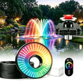 Pond Fountain Aerator Lights, RGBW 20000LM LED Fountain Light with 100FT Power Cord, IP68 Waterproof Stainless Steel Wireless Sync Control Floating Fountains Pump Light for Lake Ponds by abyyloe
