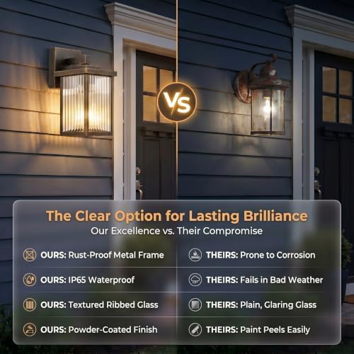 Black Brush Gold Porch Light, Waterproof Outdoor Wall Light - Image 5
