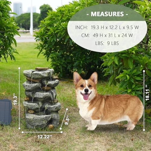 Solar Water Fountain Outdoor Cascading Design 5 Tier Feature Fountains - Image 2