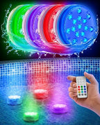 Yankee Submersible Pool Lights, Waterproof 15 LED Underwater Lights with Remote, 16 Colors, 3 Flash Modes, Timer, with Suction Cups, Magnet, for Inground Pool (4 pcs) by YankeePoolPillow